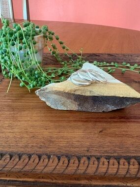 Sage Silver Sterling .925 Hand Stamped Stacking Rings Set of 3 size 8.5